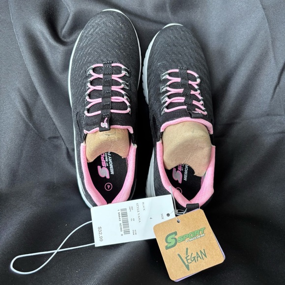 NWT S Sport by Skechers Girls’ Vana Sneakers Black • Youth 4 - Picture 3 of 6